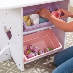 Masuta copii cu inimioare, cu doua scaunele din lemn si spatii de depozitare- Heart Kidkraft Table